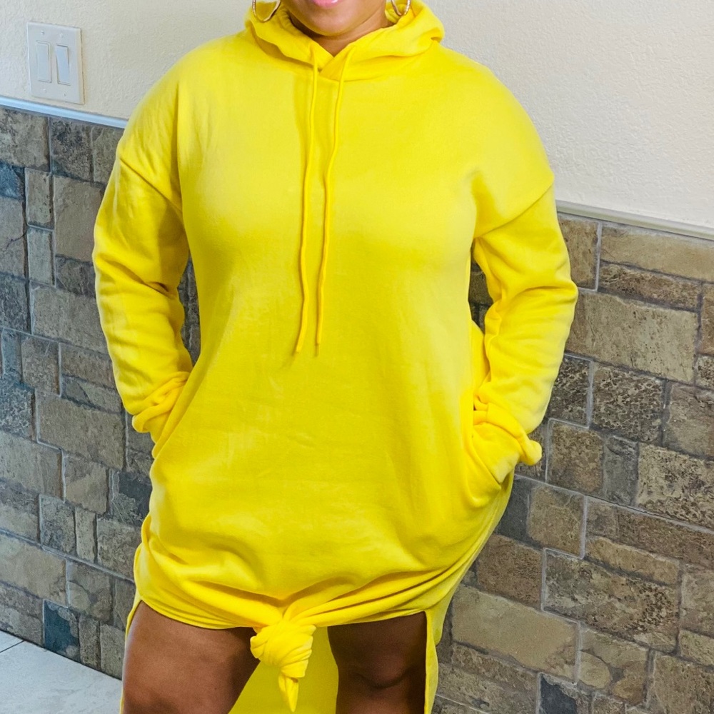 NWT HOODIE DRESS [YELLOW] - Picture 4 of 11